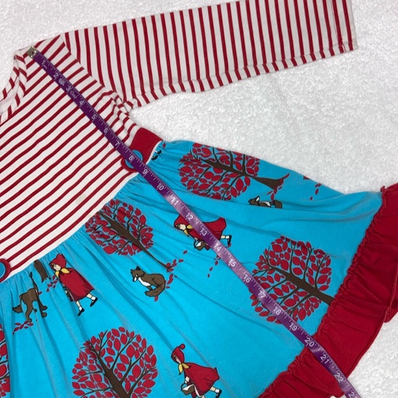 KELLY'S KIDS RED PRINT KNIT DRESS WITH LITTLE RED RIDING HOOD *SIZE 5/6 - Picture 2 of 9